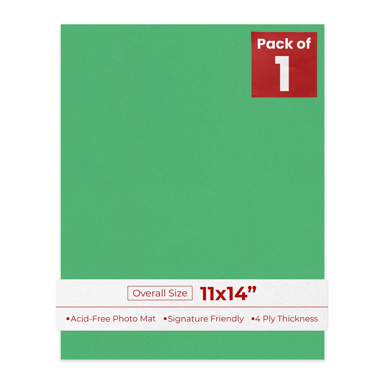 Bright Green 11x14 Uncut Mat Board - Blank Sheets, No Opening